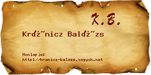 Kránicz Balázs névjegykártya