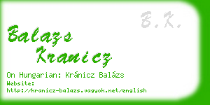 balazs kranicz business card
