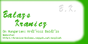 balazs kranicz business card